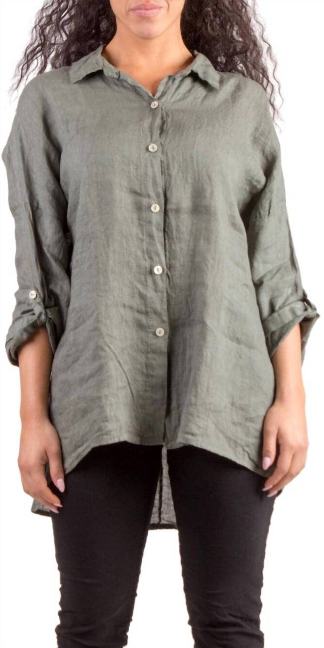 NEW GIGI MODA terina linen shirt in olive